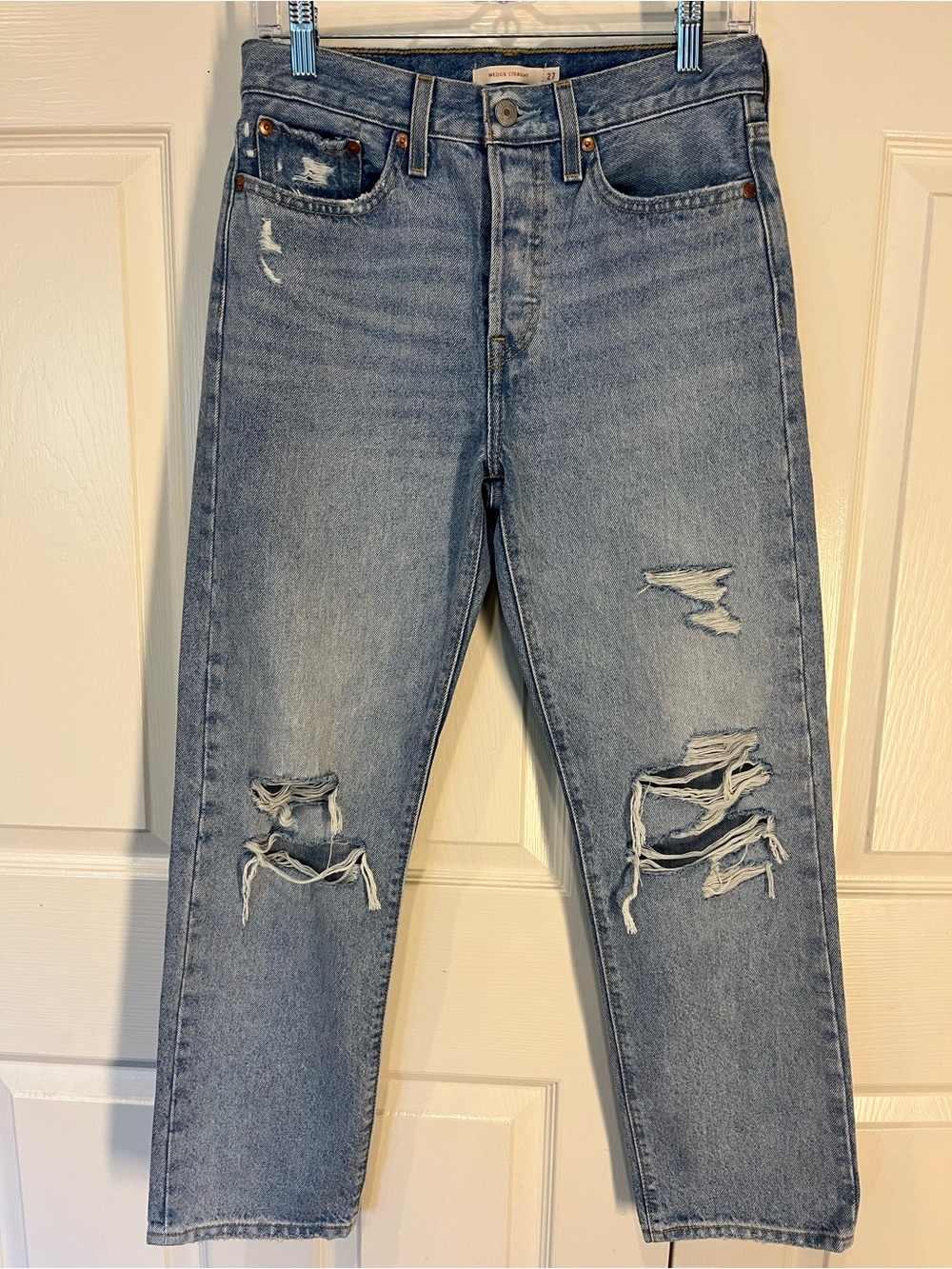 Levi's Light Blue Distressed Wedgie Straight Women's Jeans
